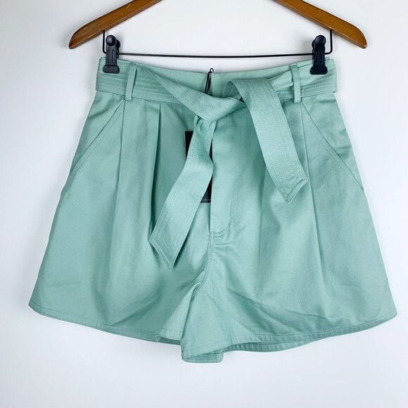 Hunter Bell New Shorts Tyler Belted Cotton Aqua Splash $325 - Picture 2 of 5